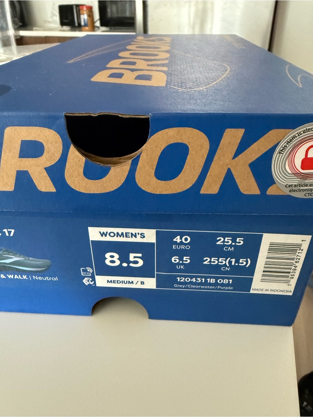 Brooks Women's Athletic Shoe Box Label - Grey/Clearwater/Purple